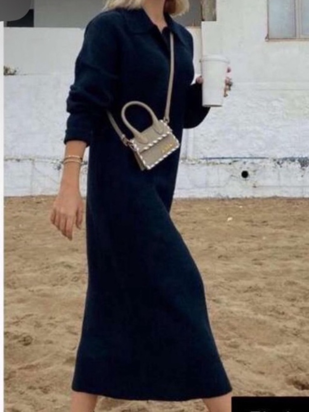 Zara navy sweater midi dress